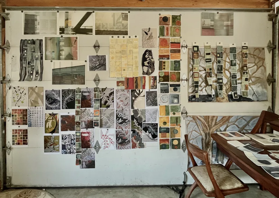 Studio wall with works in progress